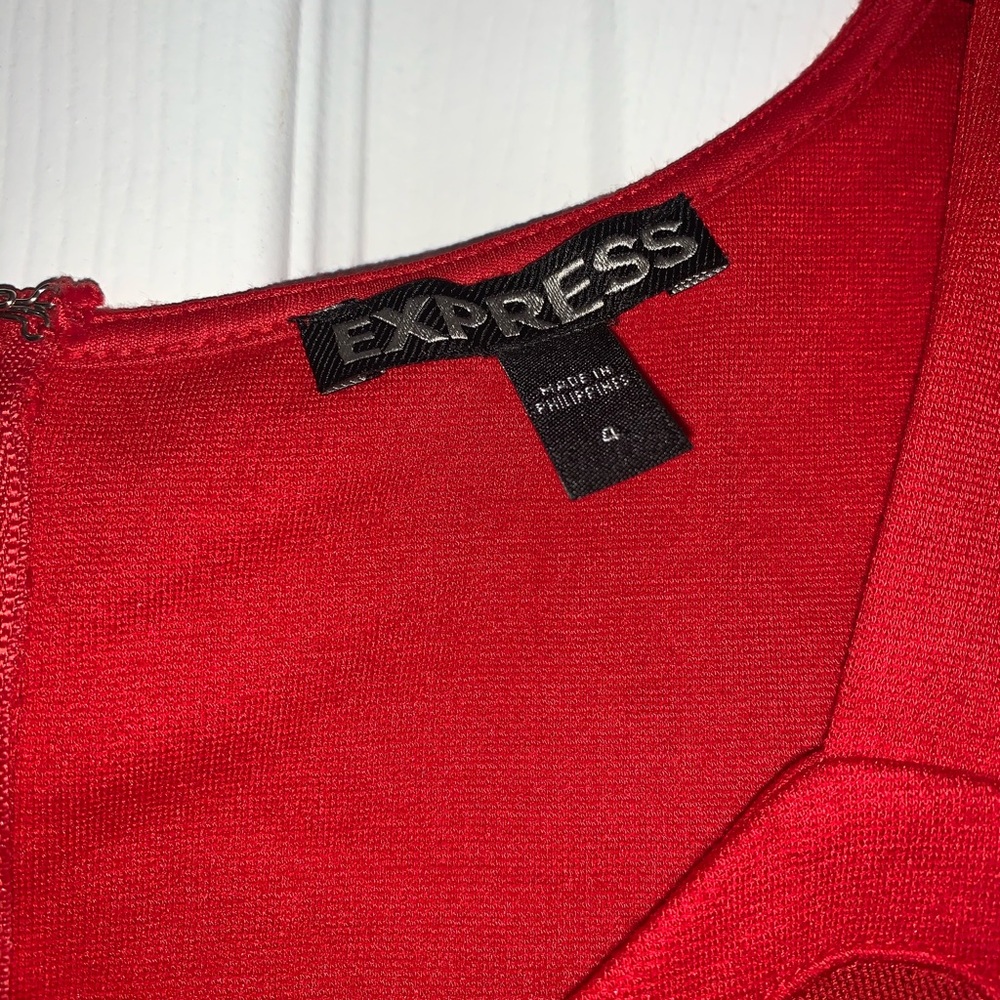 Express Red Dress with Mesh - Picture 5 of 6